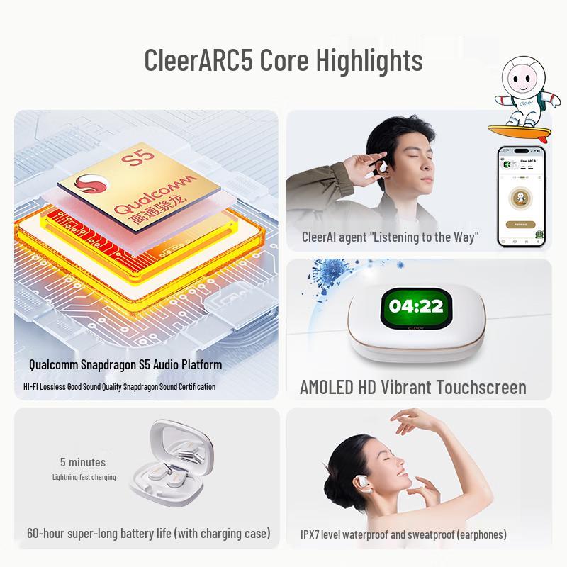 Cleer ARC 5 Open-Ear AI Bluetooth Sports Headphones