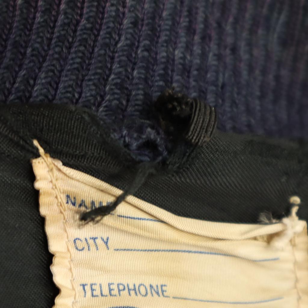 Vintage Куртка-бомбер 70-х годов с кожаными вставками и гербом, размер 44, темно-синяя, мужская, б/у