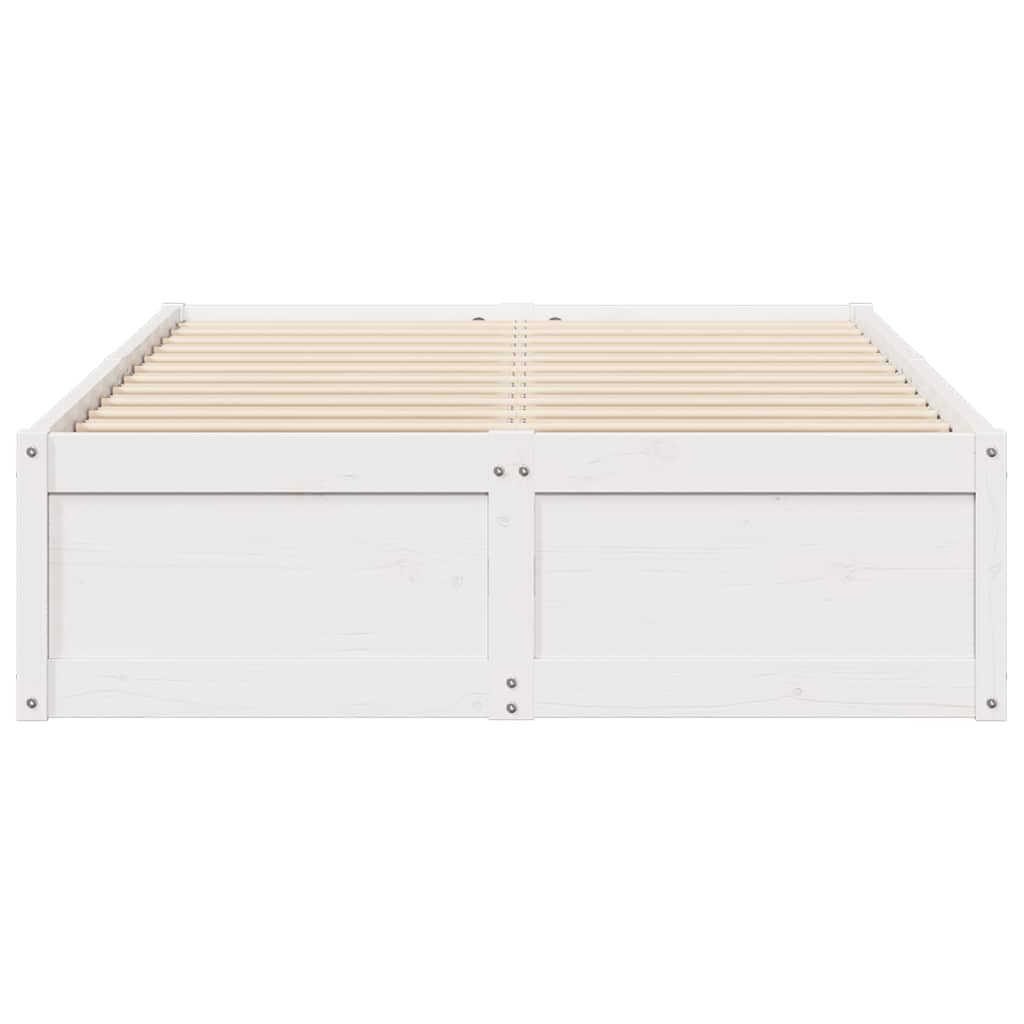 Vidaxl Rama Łóżka Bez Materaca, Biała, 135X190 Cm, Lite Drewno Sosnowe
