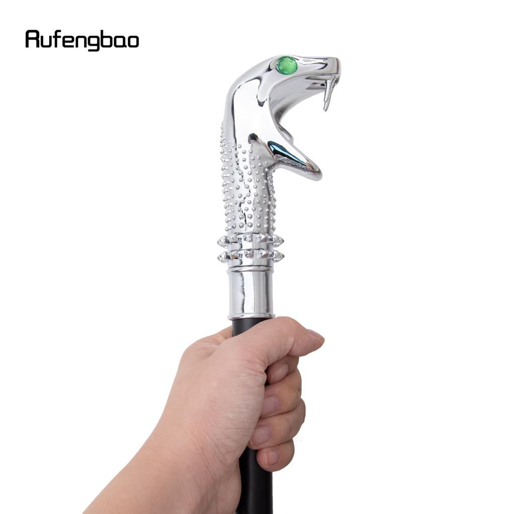 White Luxury Snake Cobra Green Eyes Fashion Walking Stick Party Decorative Walking Cane Elegant Crosier Knob Walking Stick 92cm