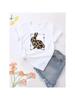 Graphic T-Shirt Clothes Lady Fashion Print Summer Rabbit Leopard  Cute 90s Wounisex Short Sleeve Female Shirt Tee