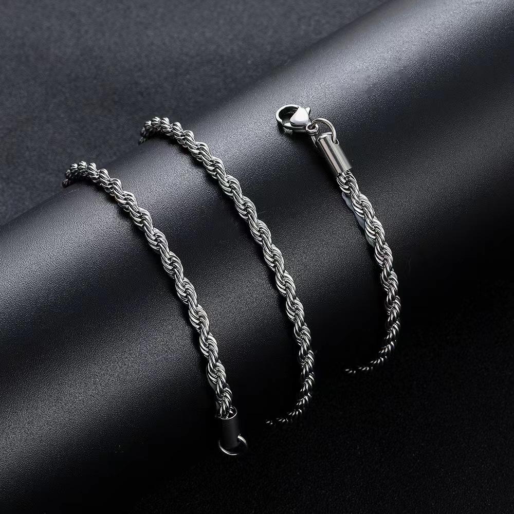 Унисекс Ожерелье из нержавеющей стали с плетеной цепочкой - Модная уличная мода из Японии и Южной Кореи