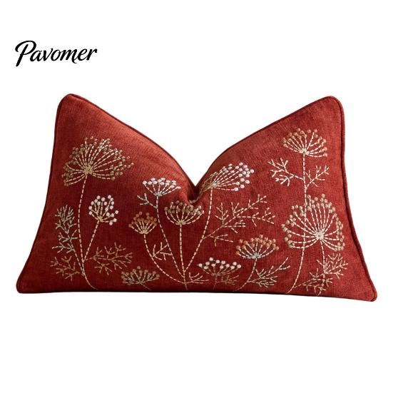 Modern Living Room Decor Embroidered Dandelion Cushion Cover, Farmhouse Throw Pillow Case, Natural Texture Covers Decorative Cover for Sofa