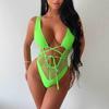Women Sexy Triangle Split Bikini Suit Set Tie Side G-String Thong Swimsuit One Shoulder Elastic