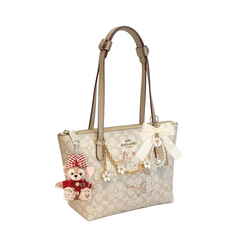 COACH shoulder bag [Customized bag] Fiona 24 classic logo FIONA zipper closure printing flower chain doll butterfly pearl pendant Lihualuo basic model
