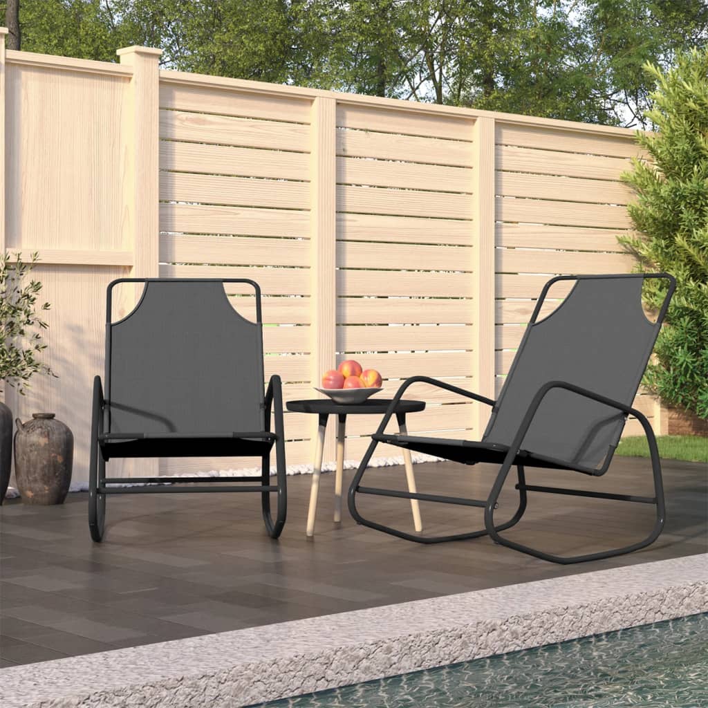 2 Piece Swing Chair Set Gray Steel and Textilene