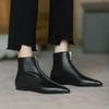 Ботинки кожаные женские короткие туфли с острым носком женские ботильоны мода 2024 готика Y2k высокое качество большой размер теплая обувь