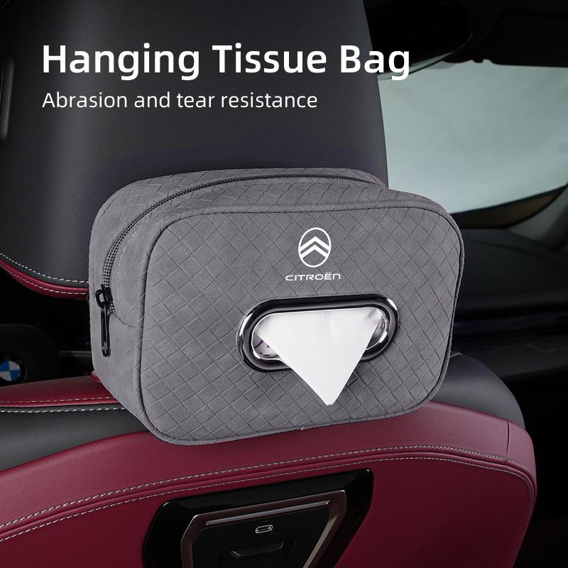 WKZA3 PU Leather Plaid Pattern Tissue Bag for Citroen C4 C3 C5 C1 C2 Berlingo Celysee Cactus Picasso Aircross Saxo Grand Car Accessory