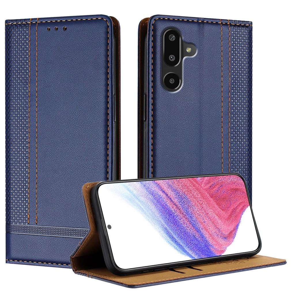 For Samsung Galaxy M16 5G/Galaxy F16 5G Case L-Shaped Grid Pattern Leather Stand Phone Cover with Card Slots