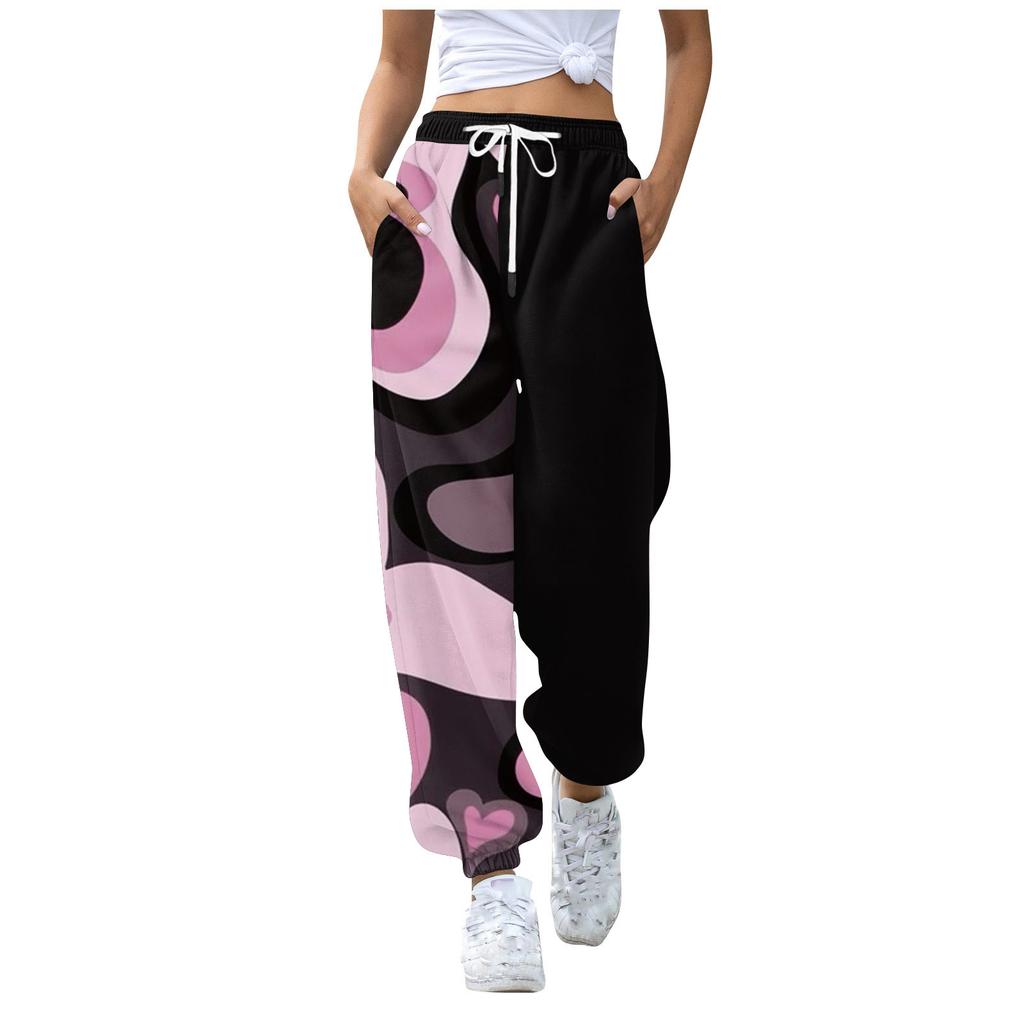 Женские повседневные брюки с принтом на День Святого Валентина и эластичной резинкой на талии