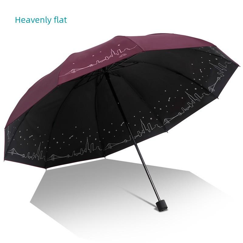 Paradise Umbrella Large Folding Black Coating Umbrella for Women, Dual-Use for Sun and Rain, Sun Protection Parasol, Sun Umbrella for Men