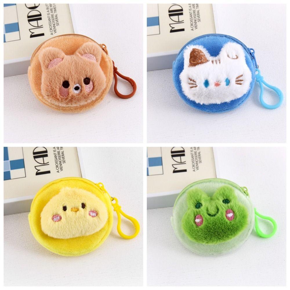 Mini Cartoon Plush Coin Purse Cute Lipstick Storage Bag Durable Headphone Bag Travel