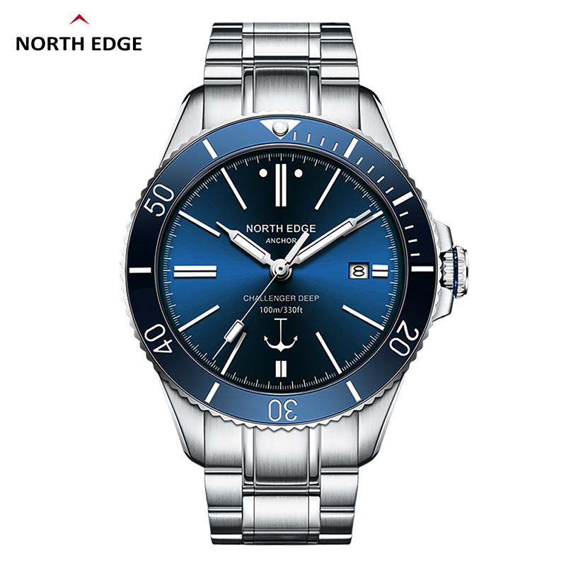 NORTH EDGE ANCHOR 42 мм мужские механические наручные часы класса люкс с сапфировым стеклом MIYOTA 8215 автоматические часы 10 бар водонепроницаемые мужские часы