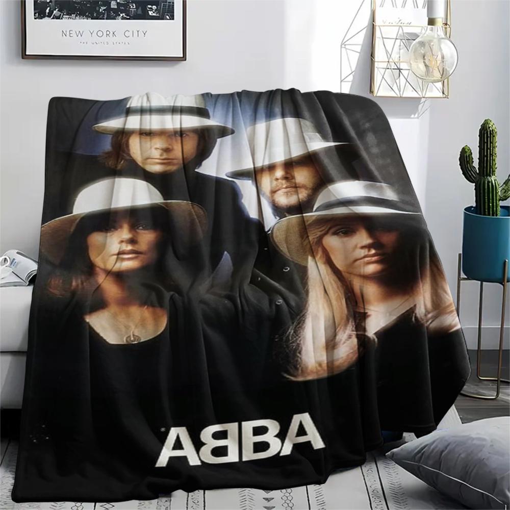 1 шт. Фланелевое одеяло с принтом ABBA, Высококачественное, Удобное для всех сезонов, Домашний декор, Тепло и комфорт, Идеально для рождественских подарков04