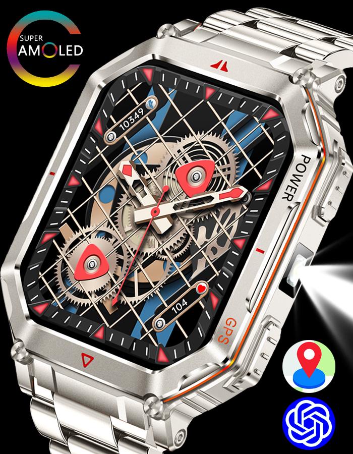 Новые смарт-часы с GPS 2025 для мужчин, встроенный ИИ-ассистент ChatGPT, компас, альтиметр, барометр, для улицы, водонепроницаемые до 3 АТМ, спортивные смарт-часы
