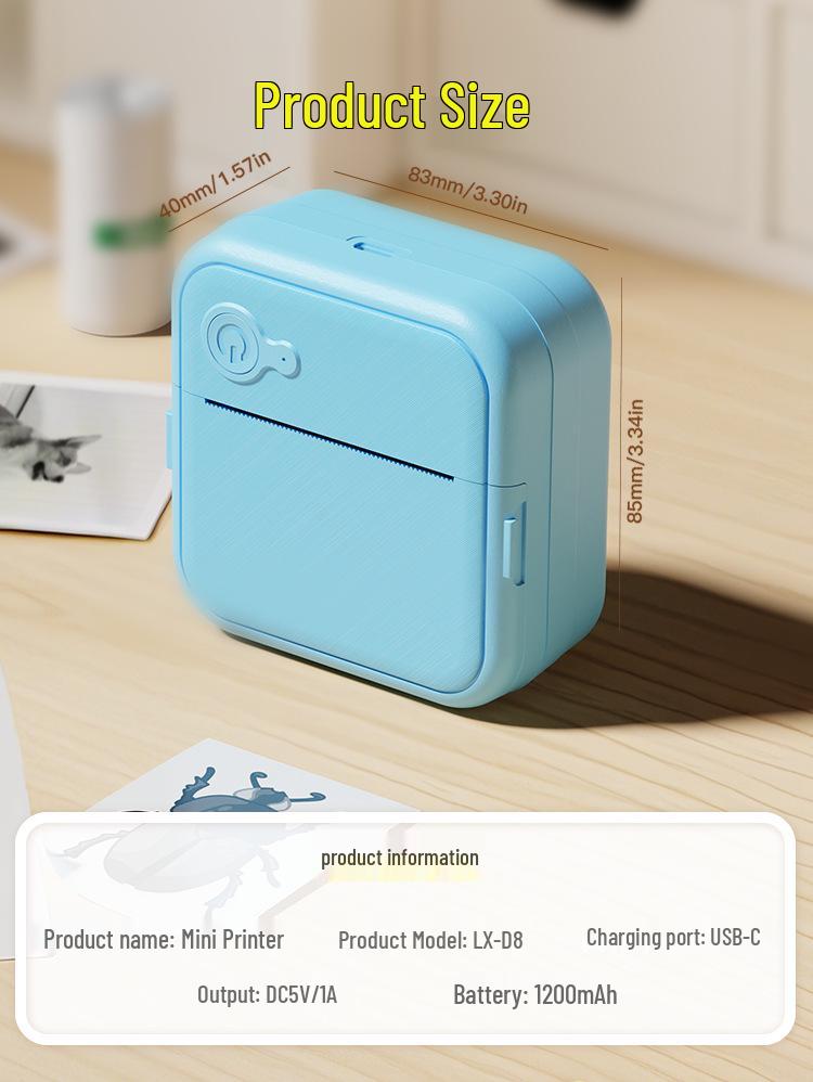 Мини-термопринтер для этикеток D8 без чернил