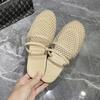 Сандалии с плоским дном и сетчатой отделкой, женские модные удобные тапочки с двумя носками