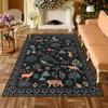 Jungle Animal Black Living Room Rug Washable Area Rug Soft Large Rugs for Bedroom Aesthetic Modern Tree Classroom Playroom Rug