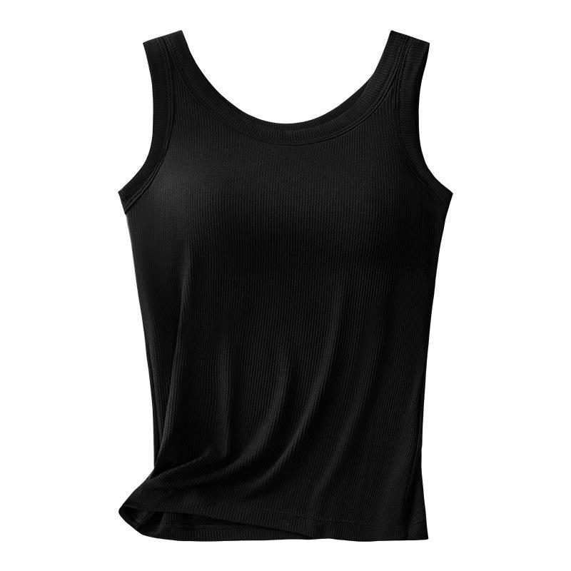 Женский топ из хлопка и модала в рубчик с нагрудными вкладышами, цельный низ, нижнее белье больших размеров с защитой от воздействия внешней среды