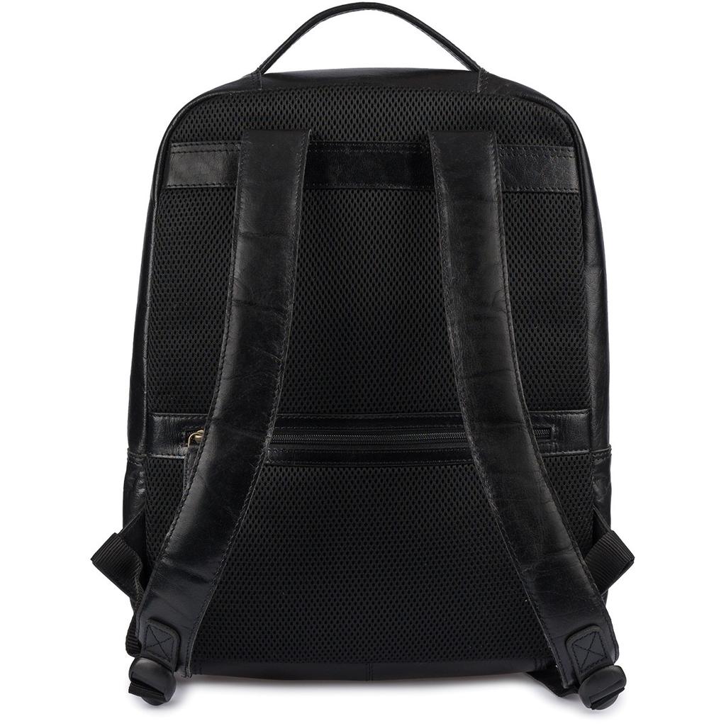 Leather Backpack For A 15.6 Laptop, Large A4 Business, Roomy, Black, Beltimore