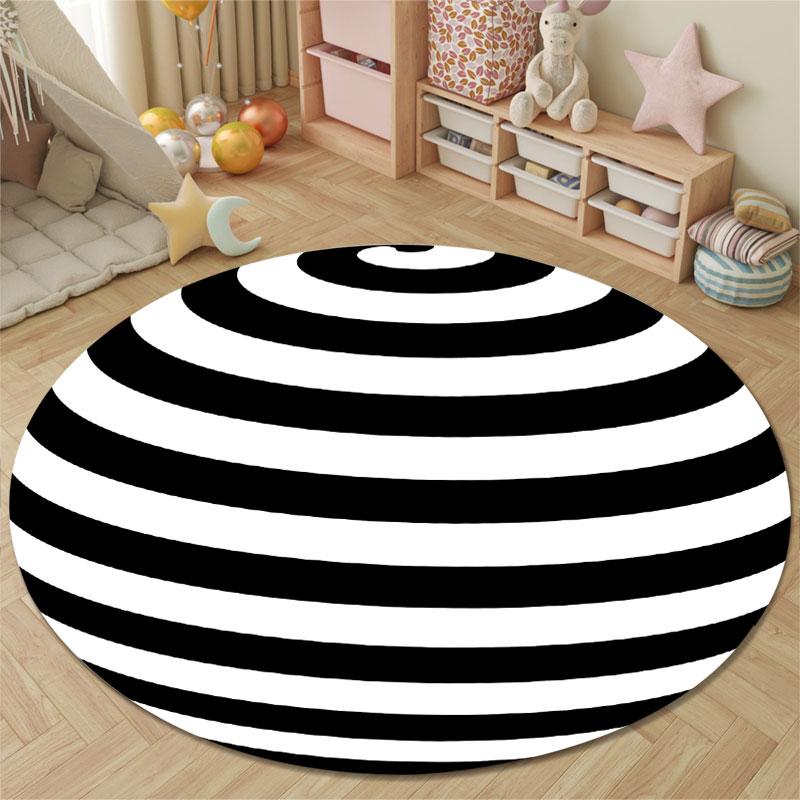 Handmade Style Round Hearts Multicolor Area Rug, Non-Slip Floor Mat for Kitchen