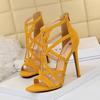 Bigtree European and American Roman Style Fine Heel 11cm Super High Heel Hollow Sexy Nightclub Sandals Summer High Heels