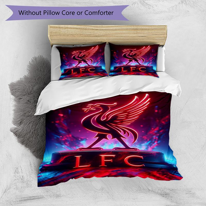 3pcs Duvet Cover Set (1*Duvet Cover + 2*Pillowcase, Without Core),Liverpool F.C Print Bedding Set, Bedroom Decor, All‑Season, Birthday Gift