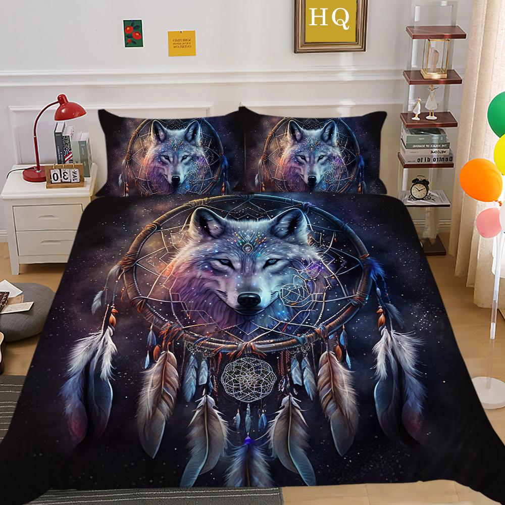 Домашнее постельное белье с принтом волка, комплект постельного белья из микрофибры королевского размера, мужской мягкий домашний текстиль высокого качества