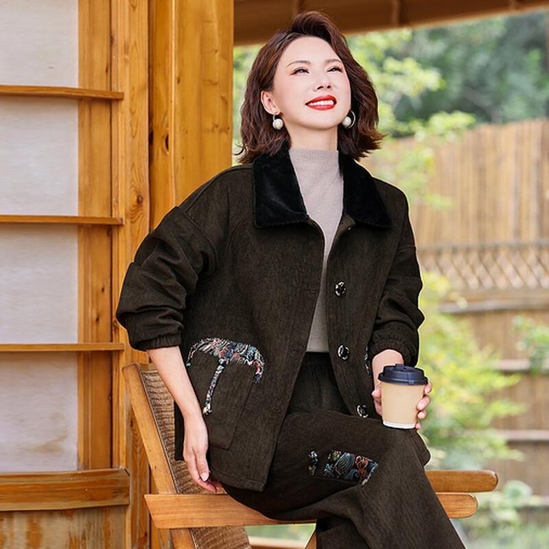 Женский вельветовый утепленный зимний комплект-двойка Yalu