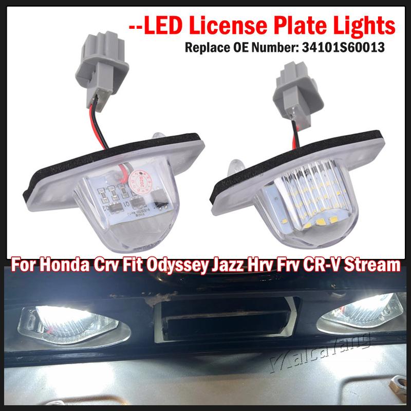 2pcs LED Car License Plate Lights Assembly For Honda Crv Fit Odyssey Jazz Hrv Frv CR-V Stream Freed ight 12V 4101S60013