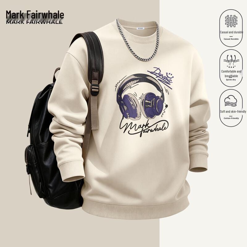 Mark Fairwhale Men's American Trend Heavyweight Round Neck Sweatshirt