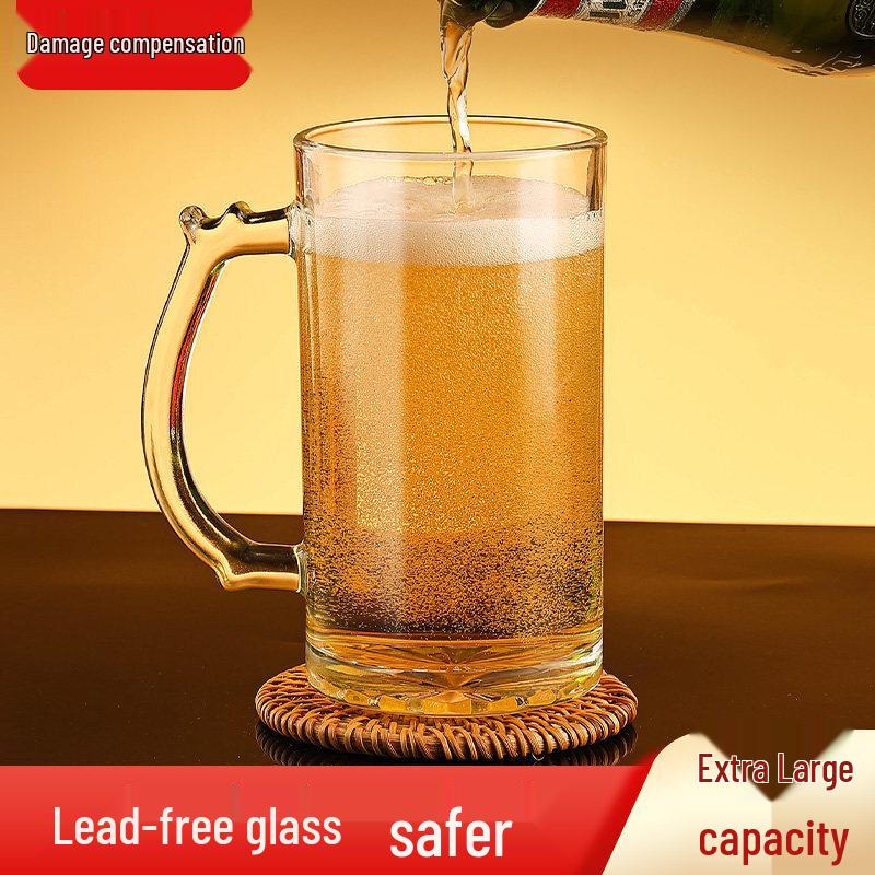 ZISIZ Large Capacity Handmade Glass Beer Mug