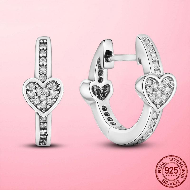 Серьги в форме сердца из стерлингового серебра 925 пробы, розовое золото, серьги-кольца в форме сердца для женщин, модные серебряные серьги, ювелирные изделия, подарок