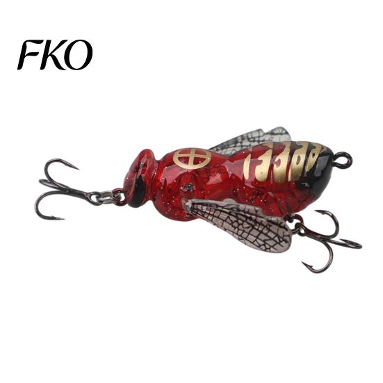 Hornet Lure with Acoustic Noise Steel Ball 5G/4.8CM Bionic Wasp Topwater Lure, Floating Hard Freshwater Fishing Ball, Artificial Insect