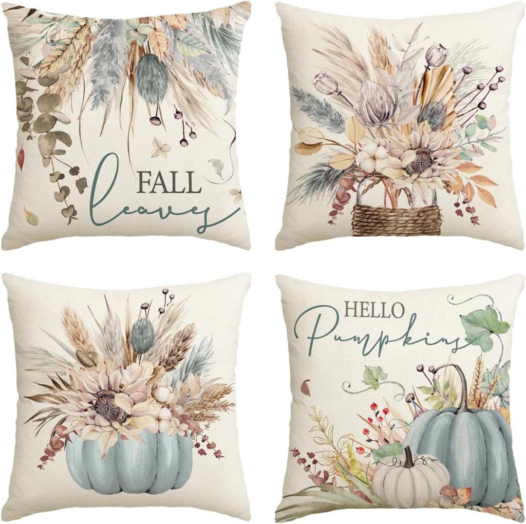 European and American Thanksgiving Decorative Pillow Cover Fashion Cartoon Autumn Harvest Pumpkin Letter Sunflower Print Pillow Pillow Cover