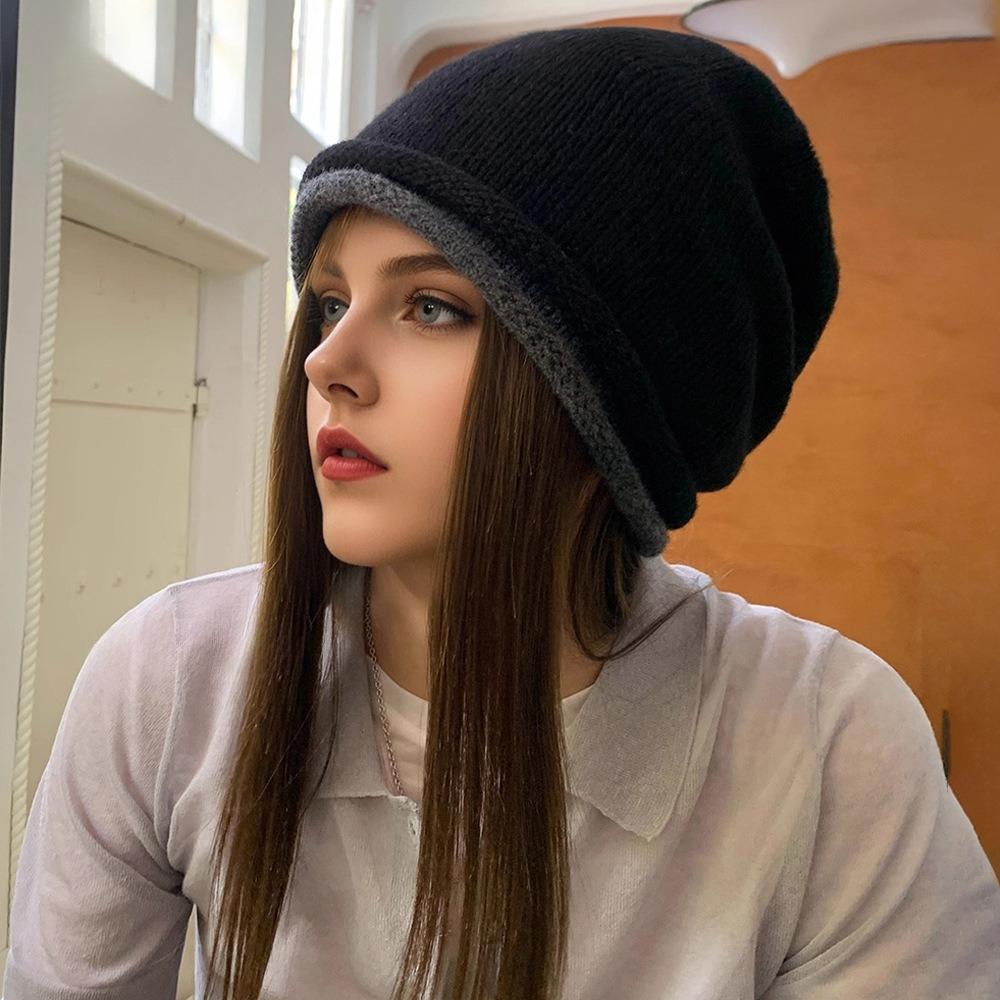 Dimanaf Женская шапка Модная толстая вязаная шапка Новая женская 2025 Теплая шерстяная Зимняя Осенняя