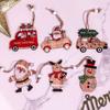 Красочные рождественские деревянные подвески подарочная коробка автомобиль Санта-Клаус подвеска Рождественская елка подвеска подарок