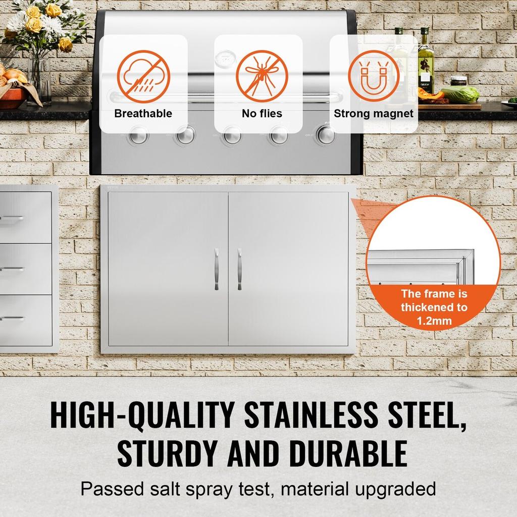 990x660 mm BBQ Island Access Door Outdoor Kitchen Door Stainless Steel