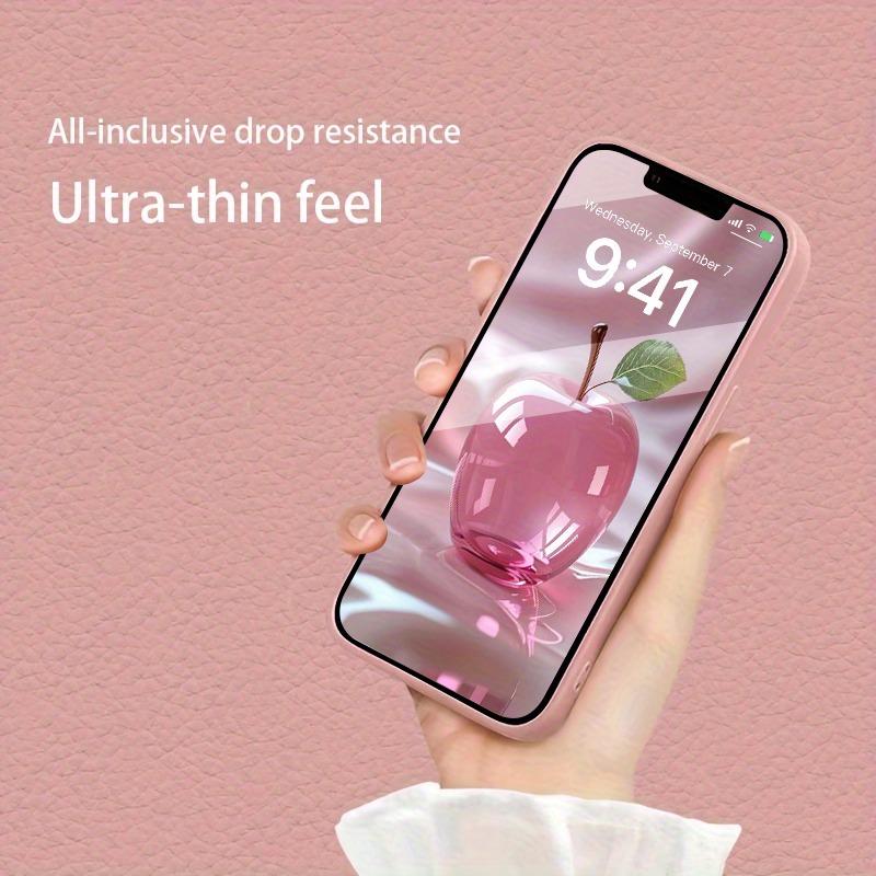 Розовый Кристалл С Рисунком Яблока Розовая Металлическая Краска Стеклянный Чехол Для Телефона Для iPhone 11 12 13 14 15 16 17 Pro Max Plus 16E 17Air Чехол