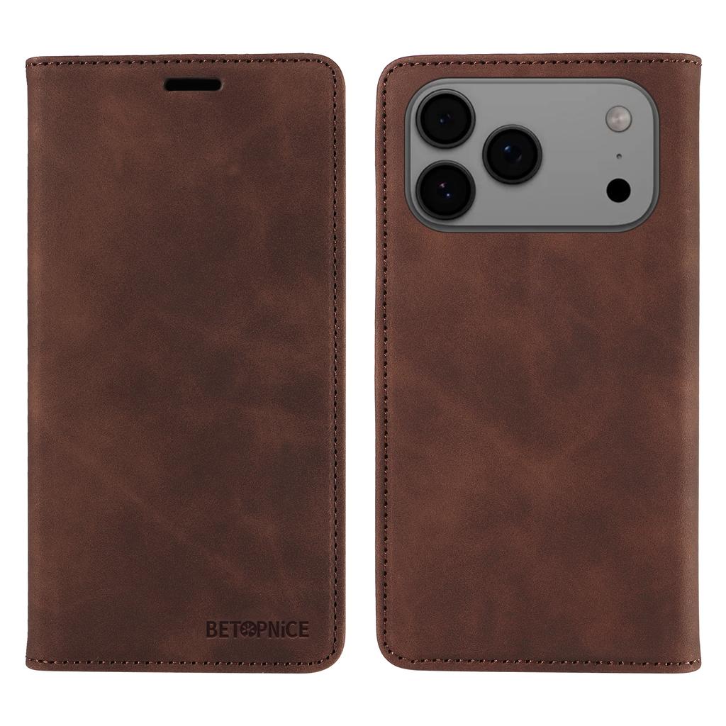 For iPhone 17 Pro Max Case BETOPNICE Magnetic Closure RFID Blocking Wallet Stand Leather Phone Cover