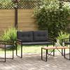 Wooden Layered Bench with Cushions Solid Color Light Grey 114 x 55 x 77 cm