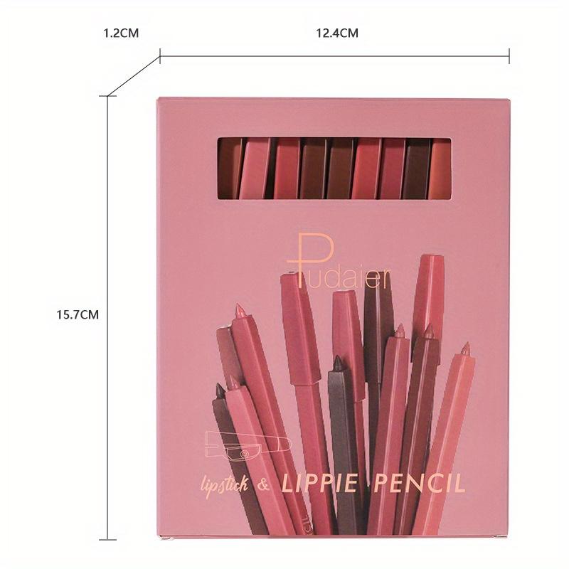 12pcs/Set Matte Lip Liner Set Waterproof Not Easy To Smudge Lip Outlining Pencil Bite Lip Makeup Lip Pencil Lipstick Pen with Roller Pen Knife