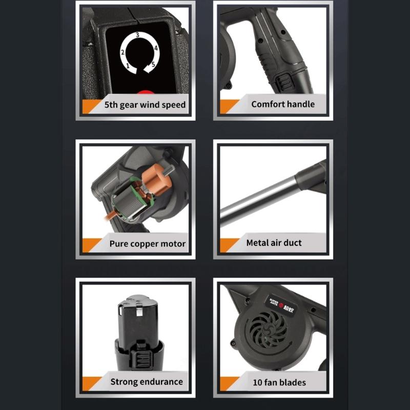 Handheld BBQ Fan Air Blower Large Air Flow Rechargeable BBQ Fan Variable Speed Controller Picnic Barbecue Tools