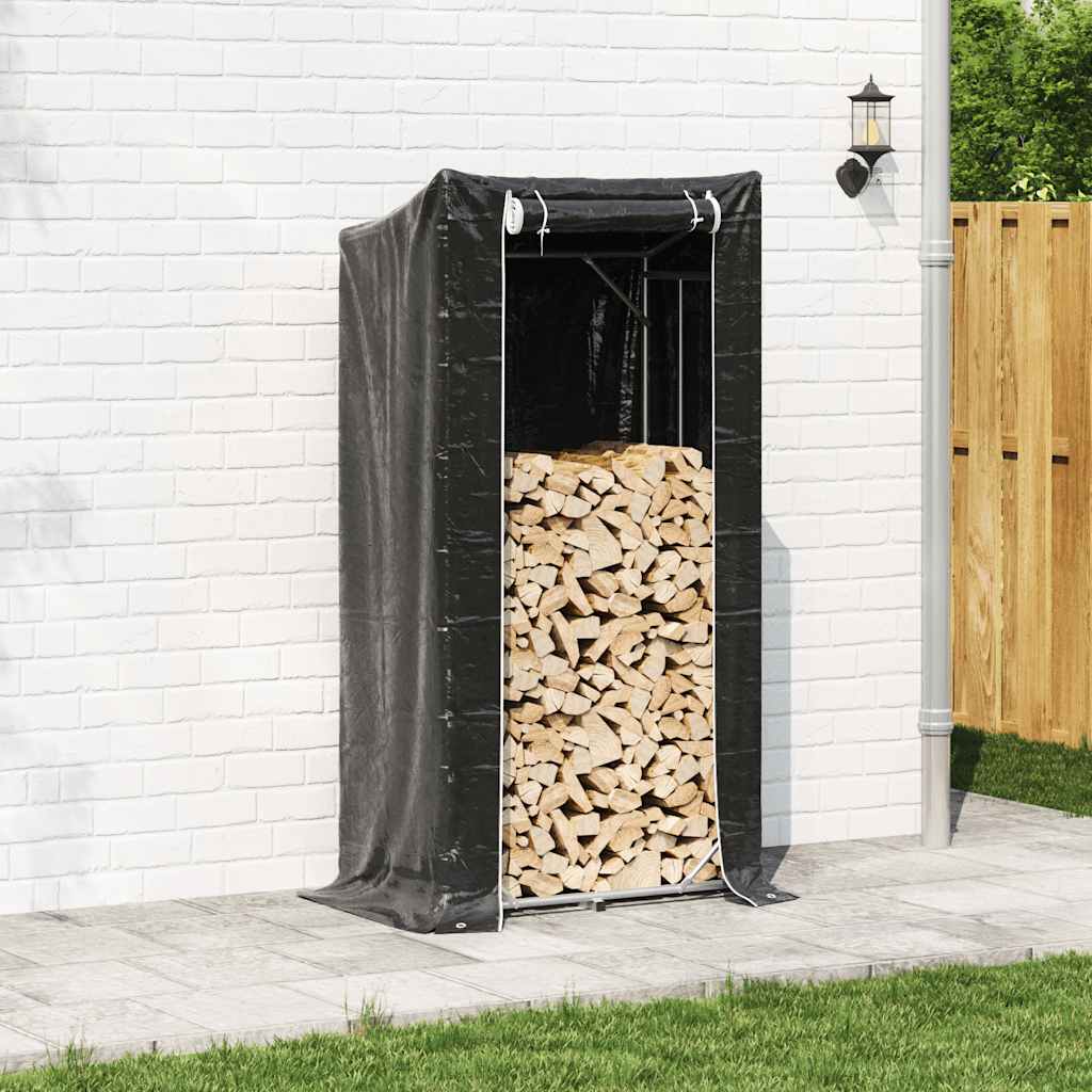 Firewood Storage Rack with Rain Cover 100 x 60 x 200 cm Galvanized Steel