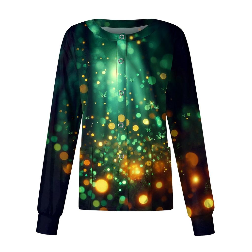 Женский рабочий однобортный защитный комбинезон с длинным рукавом и напечатанным карманом, воротником-стойкой, кардиган, куртка, топ