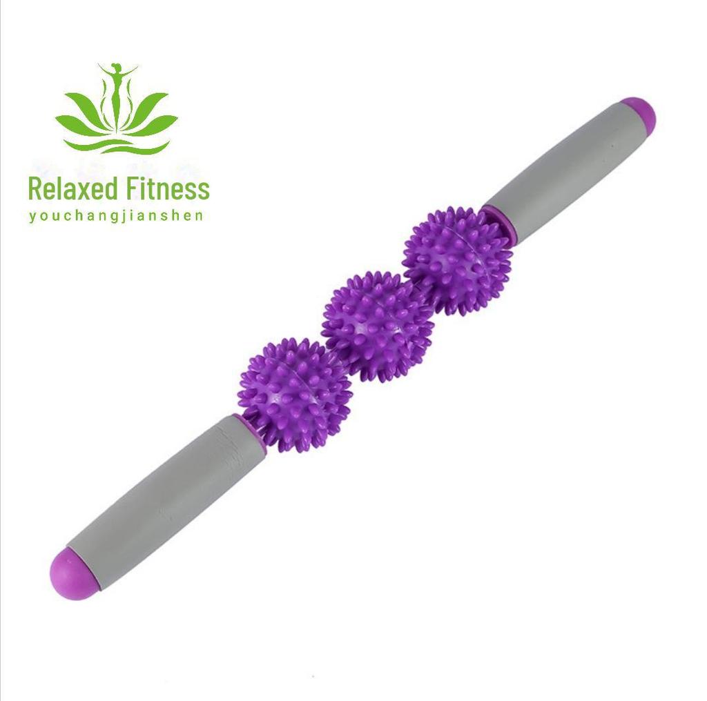 Массажный ролик «Ежик»: Йога-фитнес-палка с шипами для расслабления мышц (Варианты с 3 или 5 мячами)