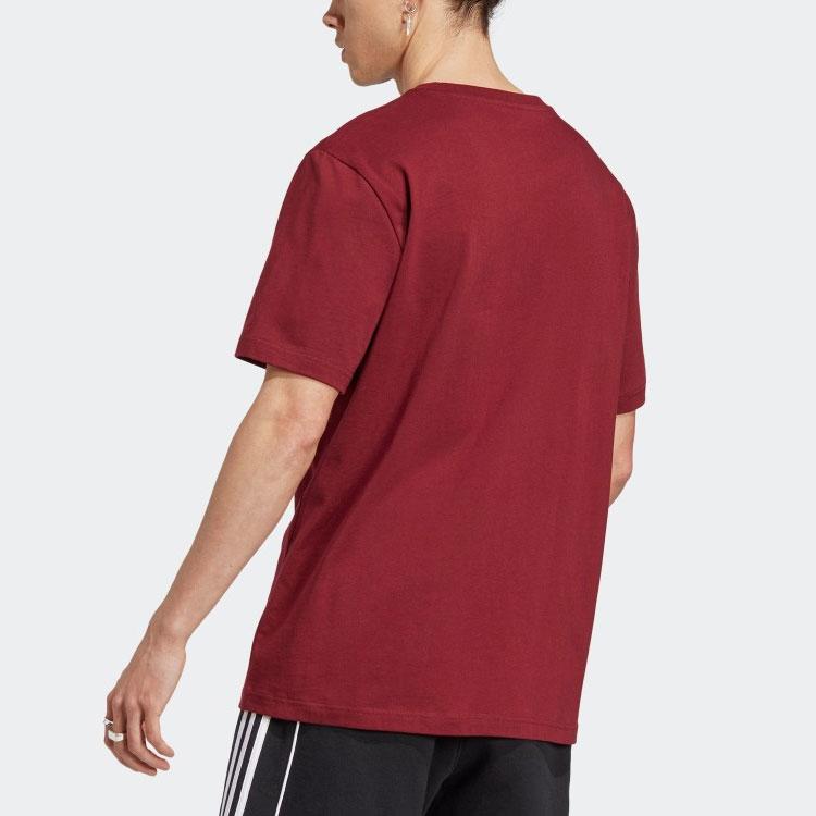 Adidas Logo Graphic Three-Stripe Short Sleeve Crew Neck T-Shirt Men Tops Burgundy IC8403