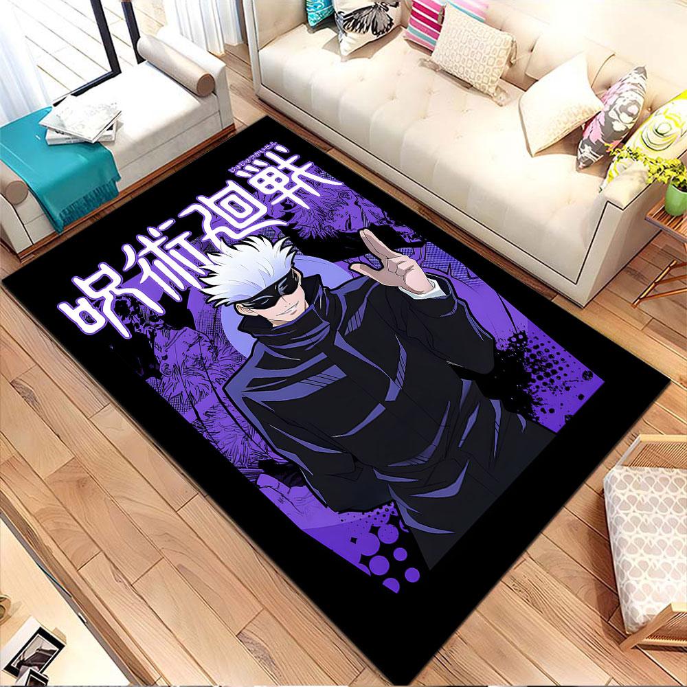 Anime Style Sorcerer with White Hair Patterned carpet, non slip mat suitable for living room and bedroom sofas