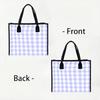 Light Purple Gingham Casual Tote Bag Fashion Large Capacity Daily Carry Handbag