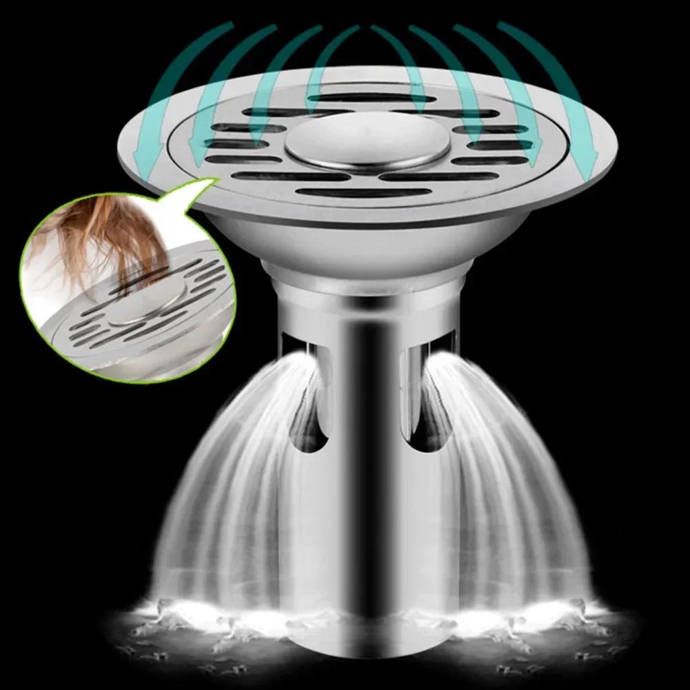 Слив для душа из нержавеющей стали, слив для пола, улавливатель волос для кухни, фильтр для ванной комнаты с защитой от запаха